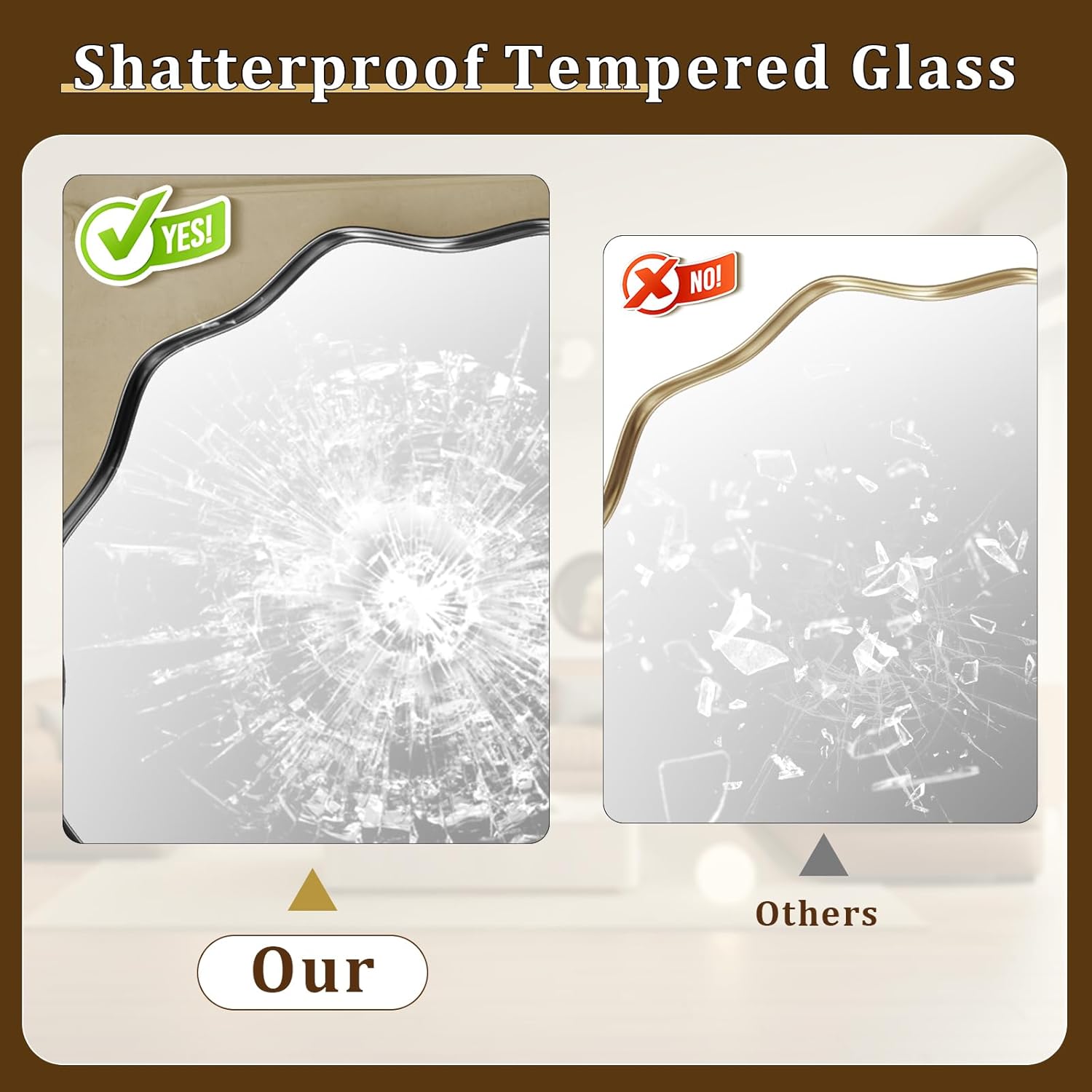 30 Inch Scalloped Round Wall Mirror, Black Wavy Edge Frame Circle Mirror for Bathroom, Bedroom, Entryway, Living Room for Wall Decor