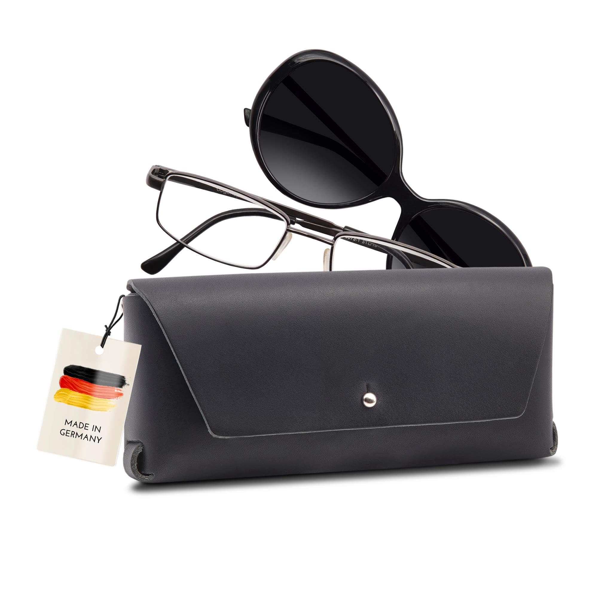 Thielemann THEWO Brillenetui Gert aus Leder für Lesebrille, große Sonnenbrille, Gleitsichtbrille, Soft Case Etui Leder für Damen & Herren, Brillenaufbewahrung