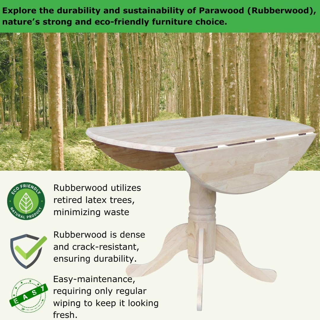 44.5" Round Extendable Wood Dining Table in Contemporary Style