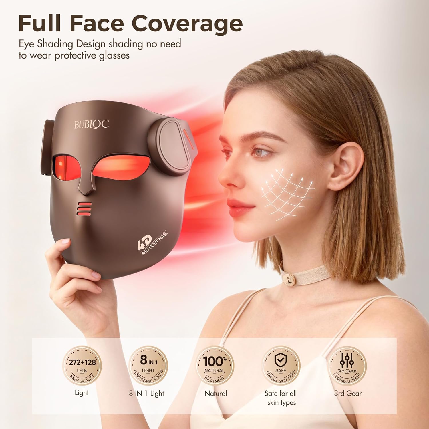 4D Wireless Red Light Therapy for Face and Neck with 400 LEDs,8+1 Color Light Therapy Mask with NIR, 850nm Red Light Therapy Mask, 4000mAh Rechargeable Led Face Mask Remote Control for Home & Travel image 2