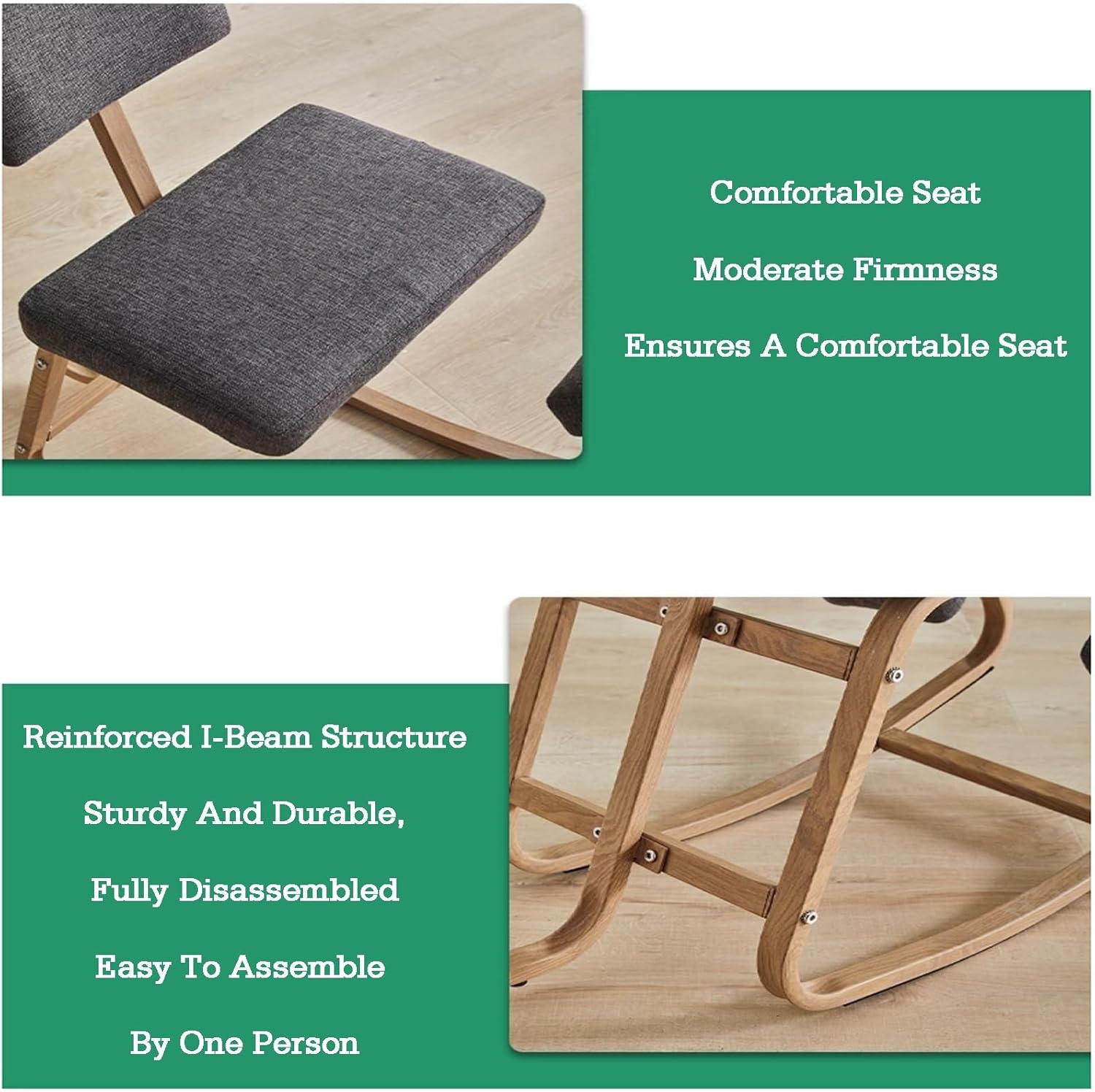 Kneeling Desk Chair,Sturdy Ergonomic Kneeling Chair,Rocking Posture Stool with Thick Cushion,for Posture Leg Circulation(Color 1)