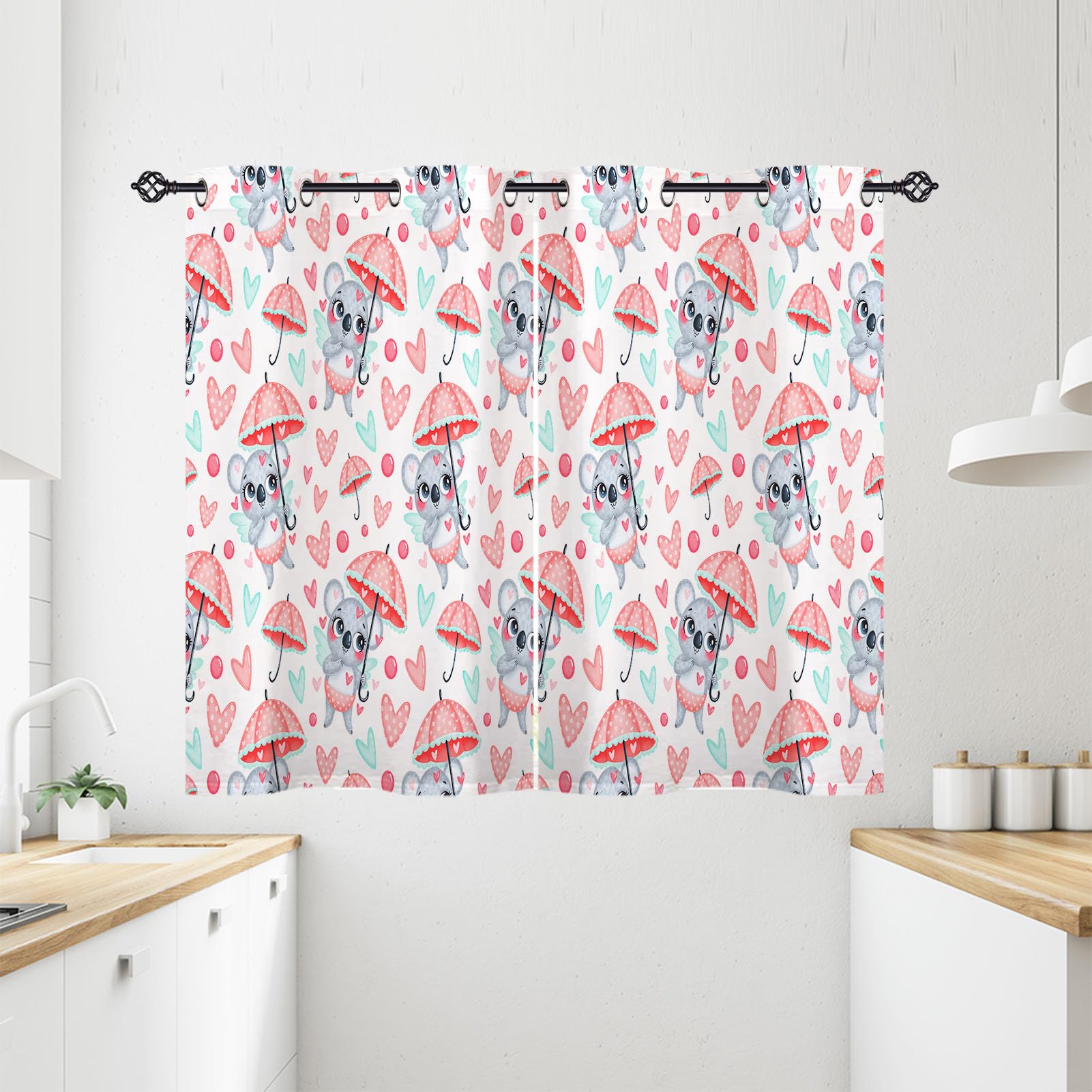 ANHOPE Koala Curtains Eyelet Ring Top Blackout Thermal Insulated Curtains Cute Cartoon Animal Koala Cupid Print Pattern Soft Window Drapes for Bedroom Living Room 28 x 54 Inch 2 Panels โ image 1