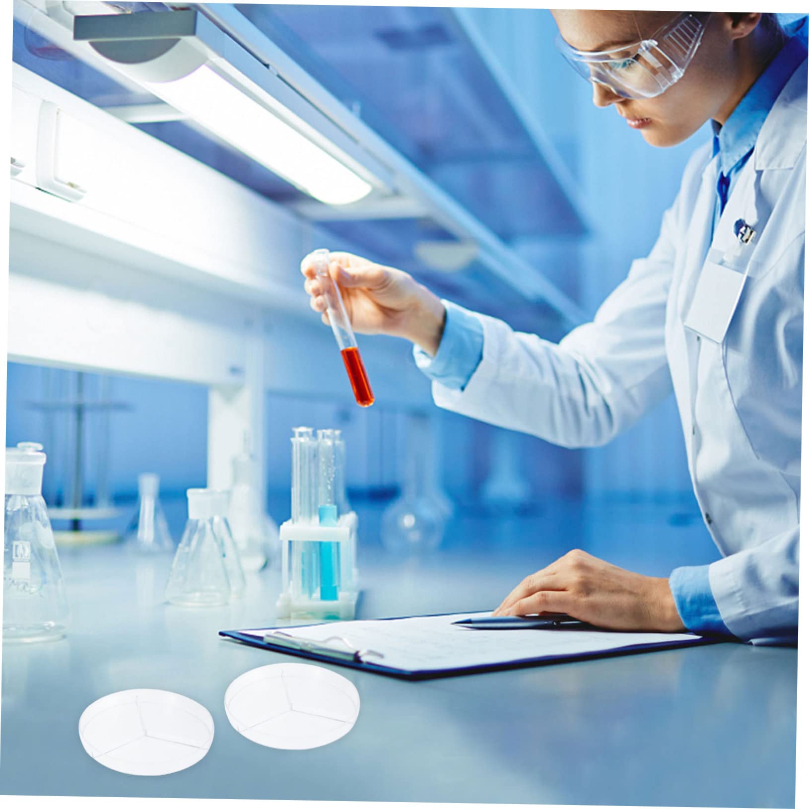 HOMOCONO 2sets Optical Clarity Petri Dishes Plastic Three Compartment Dish Set Culture Plates for Lab and Classroom 10pcs*2