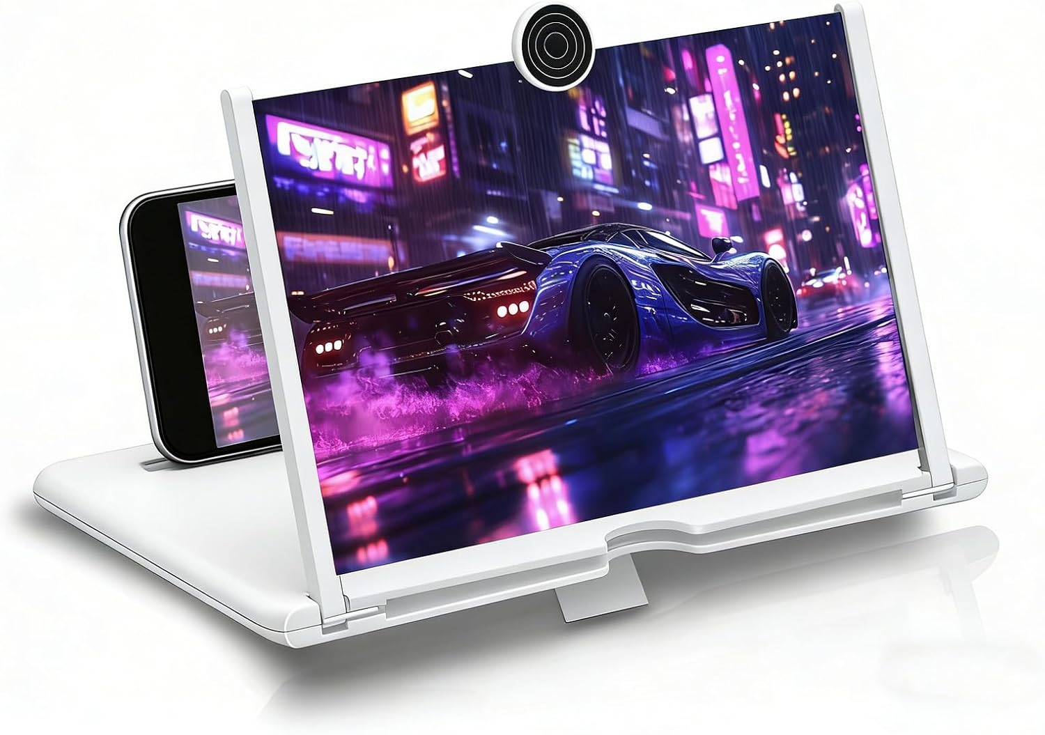 12" Mobile Phone Screen Magnifier,3D HD Screen Magnifier Amplifier Projector Screen for Movies, Videos,and Gaming. Foldable Mobile Holder with Screen Magnifier,Supports All Smartphones (Red)