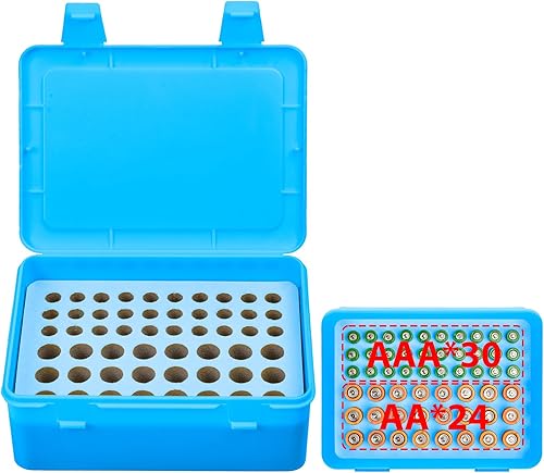 Miniatura 4 de Caja de almacenamiento organizadora de baterías, soporte de caja de garaje para 24* AA, 30* pilas AAA (bolsa no incluye baterías) (azul)