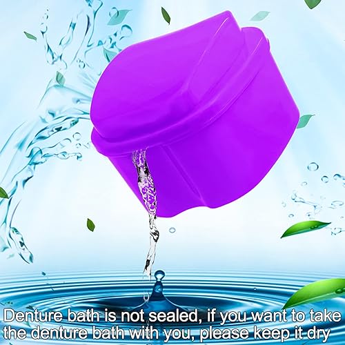Miniatura 5 de Paquete de 2 estuches de baño para dentaduras postizas, soporte para dientes postizos con cepillo, estuche de limpieza para retenedores, taza de