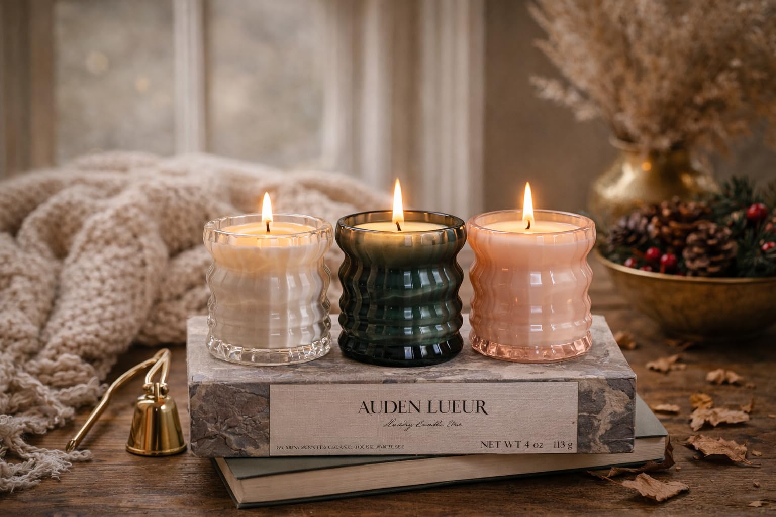 Amazon.com: Auden Lueur Luxury Candle Trio Set – Noël, Noix