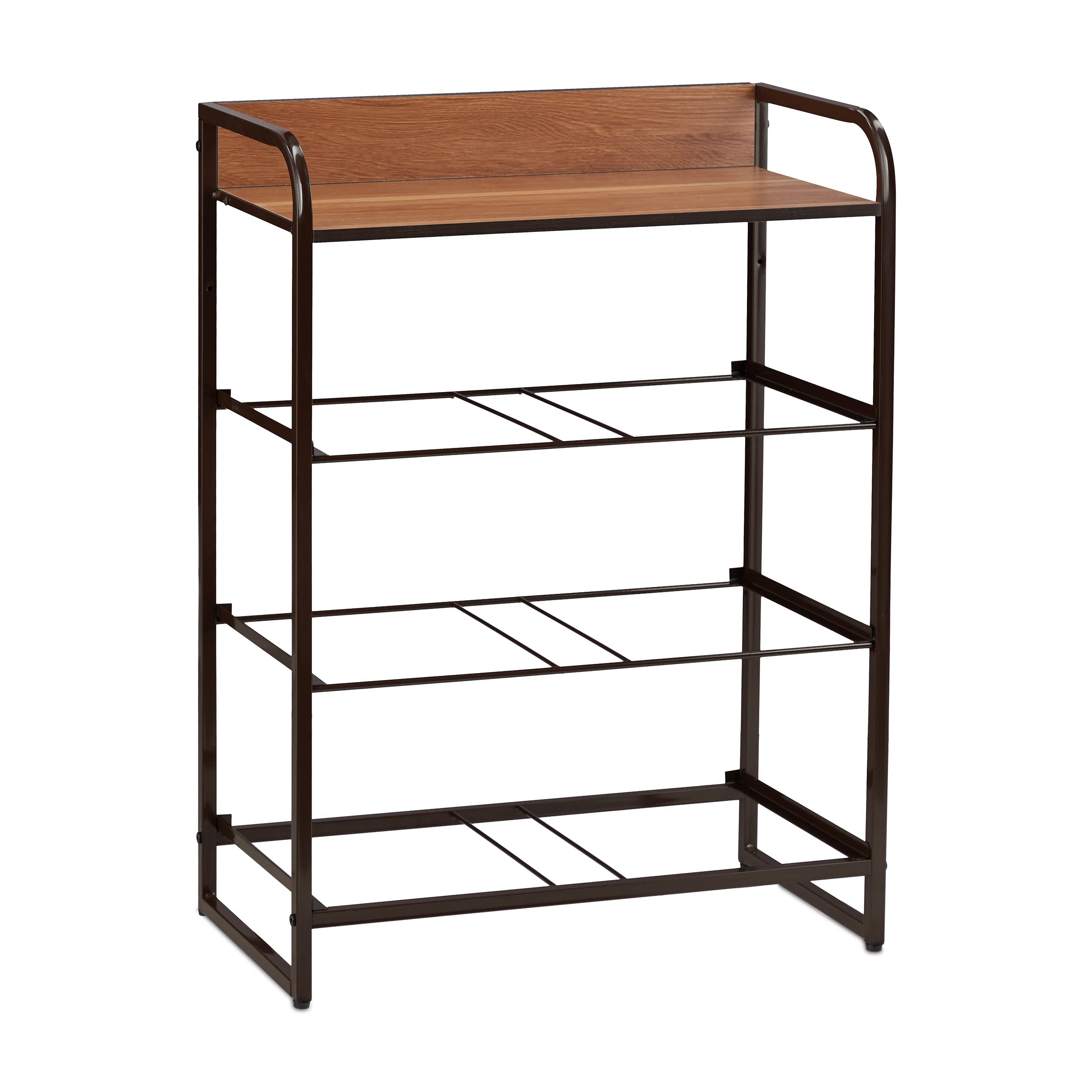 Relaxdays Mobiletto con Cassetti, 4 Tiretti Pieghevoli in Tessuto, Ripiano, HLP HBT 79 x 58 x 31,5 cm, Marrone