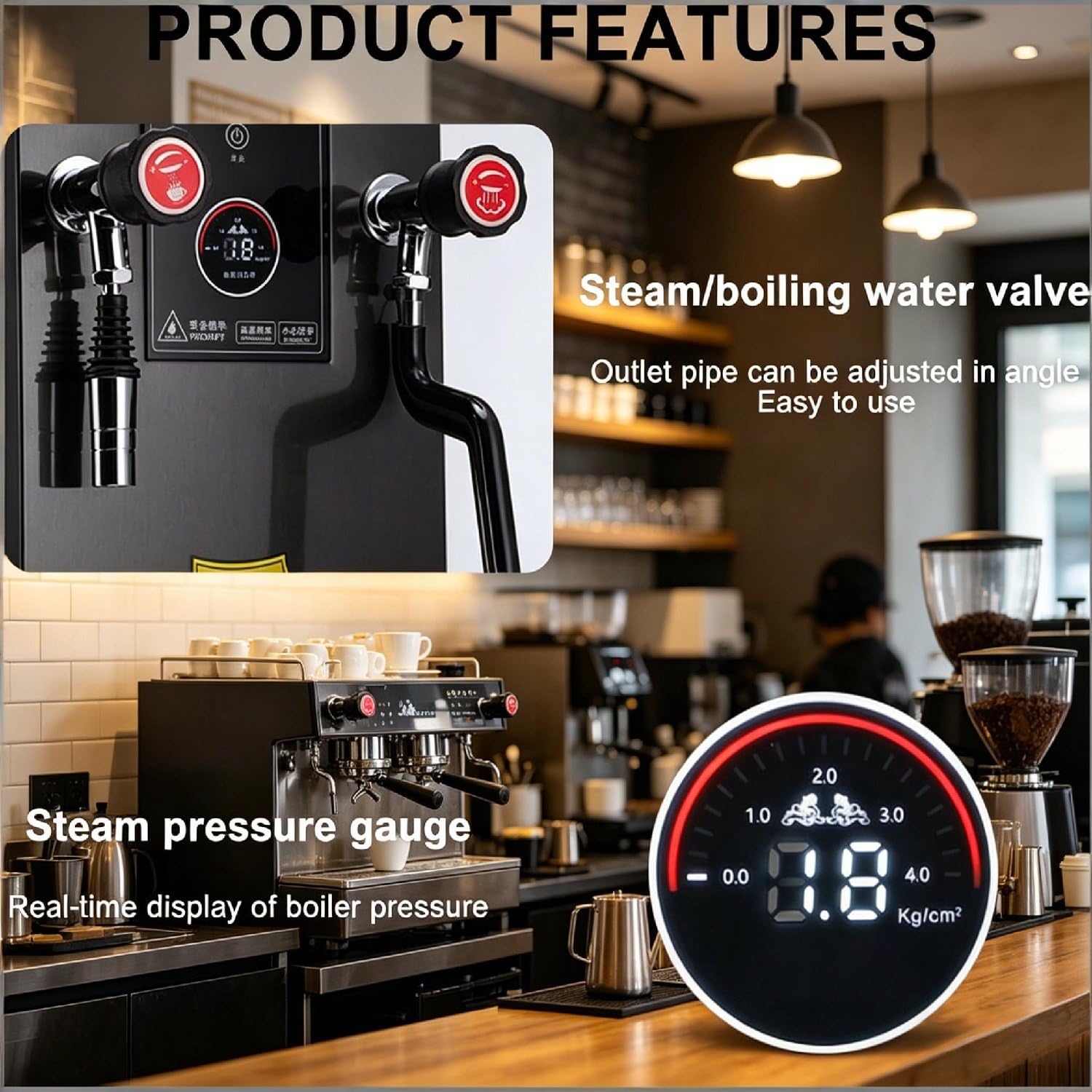 Espumador de Leche eléctrico Profesional, 3 Modos de Funcionamiento, espumador y vaporizador de Leche, Espuma Rica y cremosa, Baristas y Aficionados al café en casa. Ivory