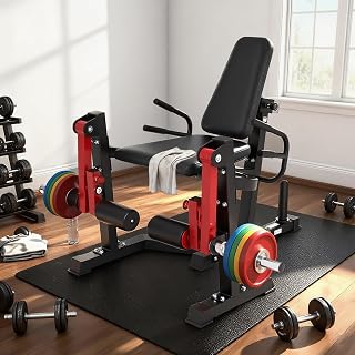 3 in 1 Leg Extension & Curl Machine, Separation Single Leg Extension, Stand Leg Curl, Leg Workout, Adjustable Bench, Plate Storage Rod, Compatible with 1'' & 2'' Weight Plates