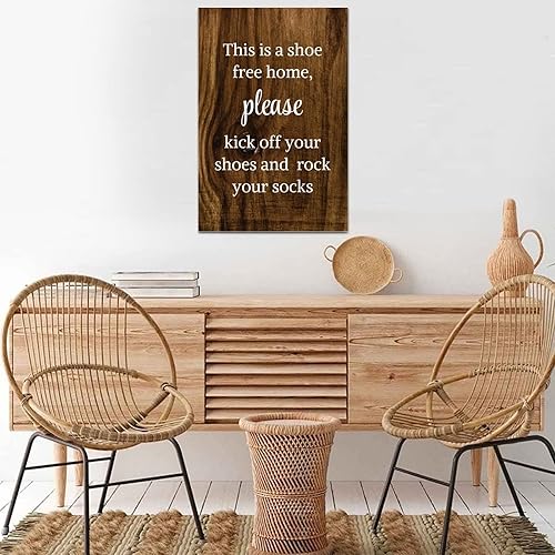 Miniatura 4 de Letrero de madera rústica con texto en inglés "This is A Shoe Free Home,Please Kick Off Your Shoes and Rock Your Socks" (This is a Shoe Free Home,