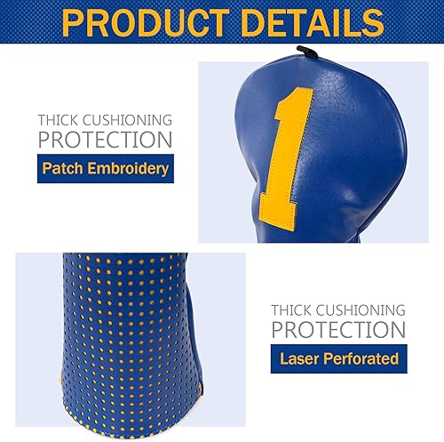 Miniatura 4 de Craftsman Golf Funda de cuero para cabeza de club, protector único para cabeza de conductor, se adapta a la funda de viaje de hasta 460 cc