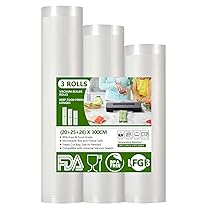 Diboniur Sacchetti Sottovuoto Alimenti, 3 Rotoli Buste Sottovuoto Alimenti 28, 25, 20×300 cm, Rotolo Sottovuoto Alimenti Goffrati Riutilizzabile, Adatto a Tutte le Macchine Sottovuoto