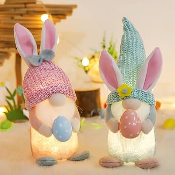 Easter Gnome with LED Indoor Easter Decoration Illuminated Spring Gnome Modern Easter Decoration Indoor Spring Decoration Table Gnome Easter Decoration Indoor Easter Decoration Easter Decoration