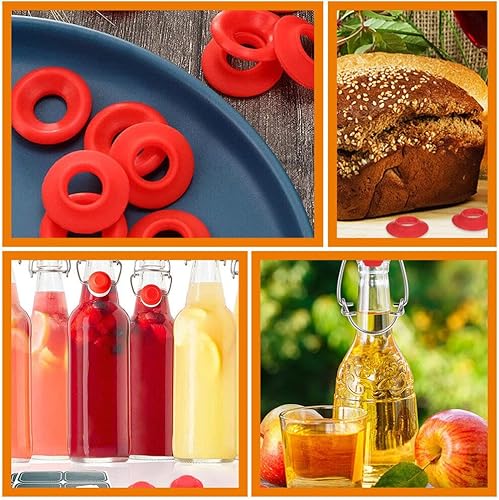 Miniatura 4 de UPKOCH 24 juntas de botella de cerveza, arandelas superiores oscilantes, sellos a prueba de fugas, botellas abatibles, juntas de repuesto en forma