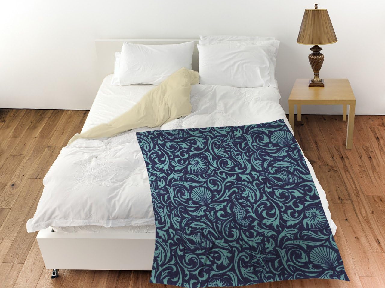 Manual Woodworkers & Weavers Coral Fleece Throw, 60 by 80-Inch, Sea Scapes Sea Life Collage