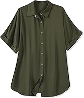 Vista 19 de Blusa suave casual de manga corta con broche frontal para mujer