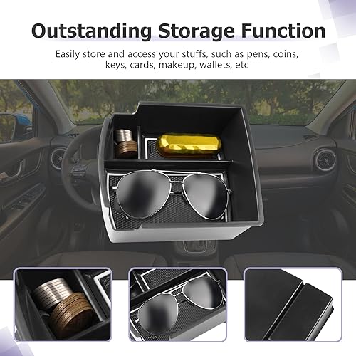 Miniatura 3 de LUWU - Accesorios interiores para Hyundai Kona 2023, organizador de consola central Kona 2018-2023, caja de almacenamiento para reposabrazos Kona