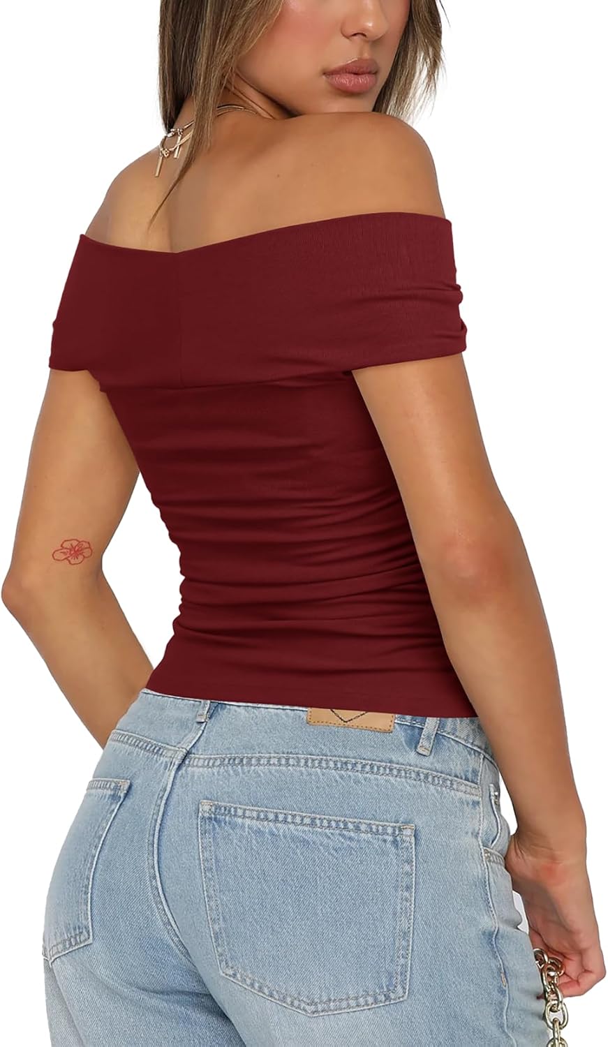 Darong Women Summer Twist Knot Front Off The Shoulder Tank Tops Cap Sleeve Going Out Shirts Slim Fitted Y2K Outfits - Image 2