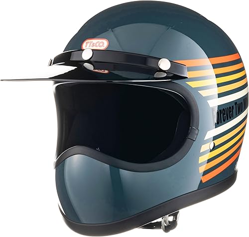 TT&CO - Casco de motocicleta retro Toecutter estándar para motocicleta, casco abierto aprobado por DOT para Moto