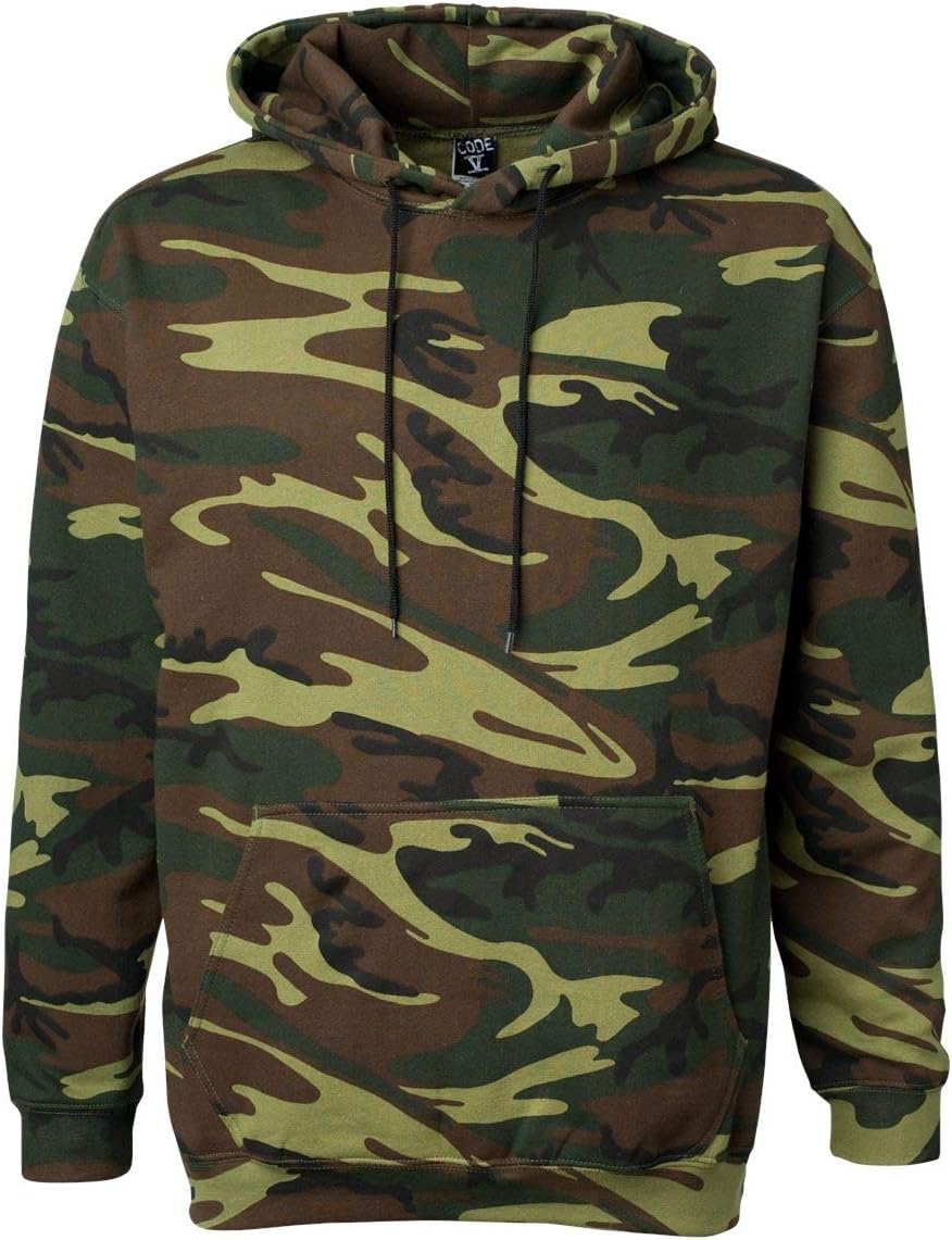 Code Five Camo Pullover Fleece Hoodie, 2XL, Green Woodland