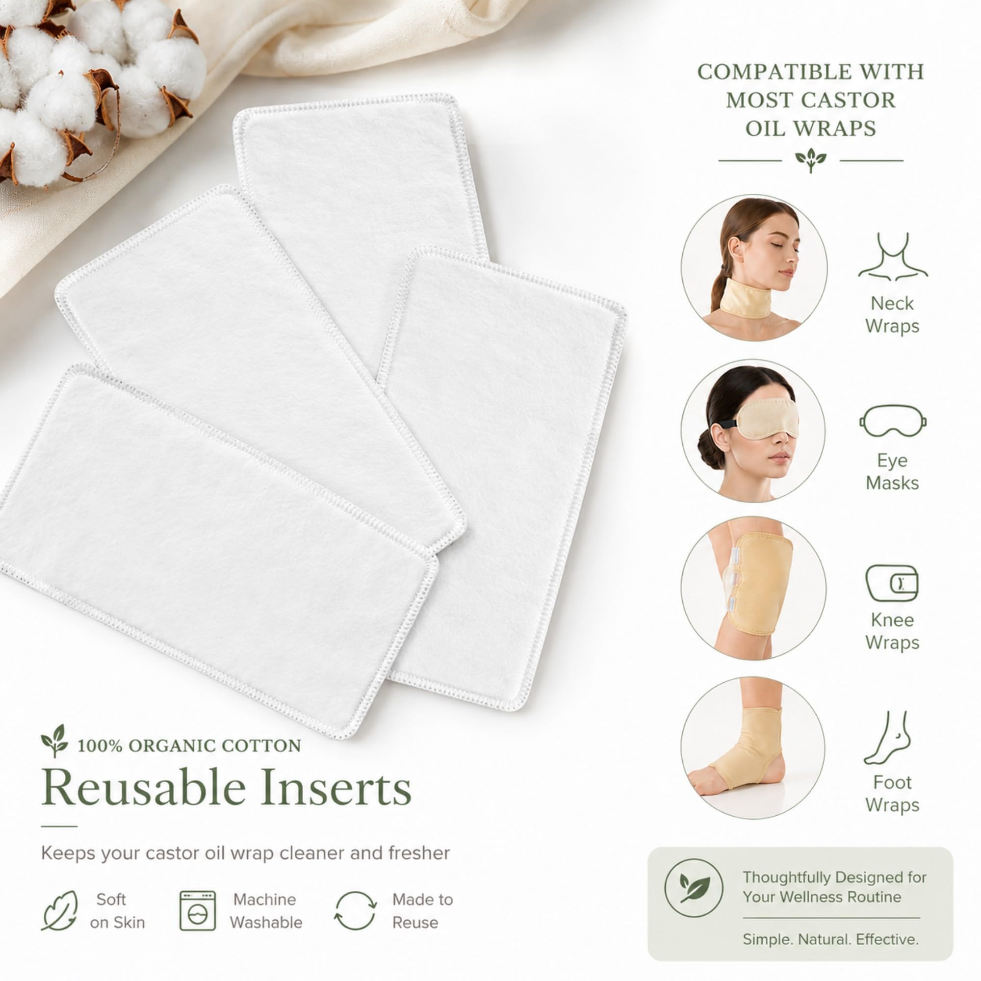 Organic Cotton 3 Layer Flannel Castor Oil Pack Reusable Castor Oil Compression for Liver Detox Castor Oil Pad for Abdomen, Joints, and Other Parts — Amazon image 3