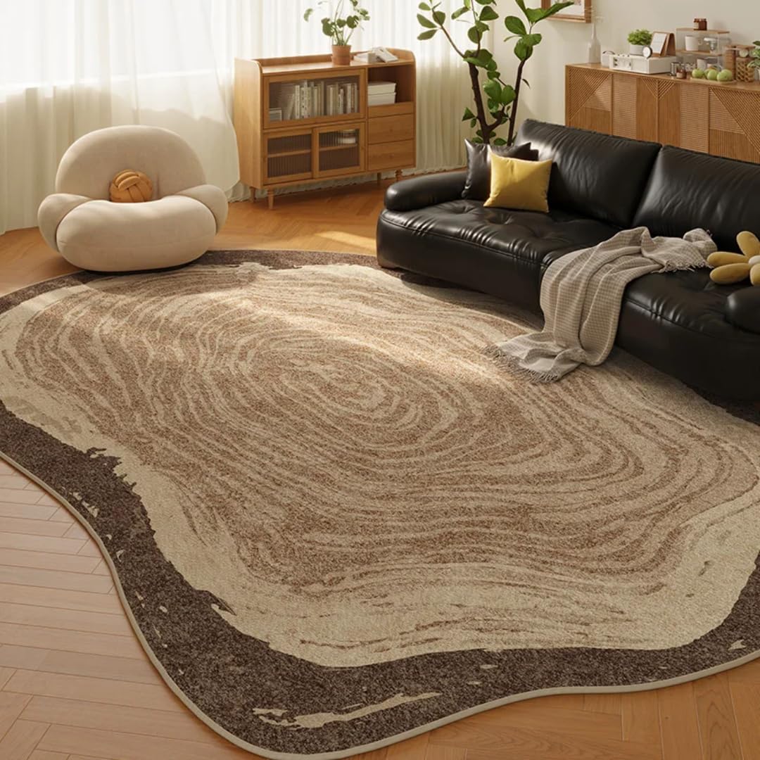 Tapis de chambre rétro 180x280cm forme irrégulière en peluche épaisse salon G