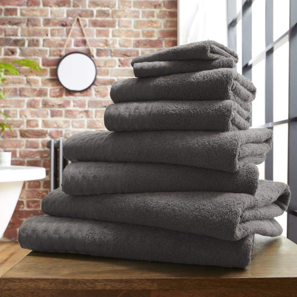 Xpr3ss Charcoal Xpress New Waffle Bath Towels 100% Cotton 600 Gsm Bath Sheets Hand Towels (, Bath Towel)
