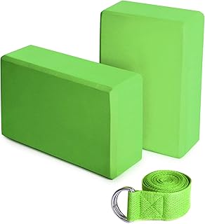 Bloco de Yoga,KKcare 2 peças de blocos de ioga de EVA 1 peça de blocos de estabilidade de cinta de ioga de algodão conjunto de cinta de ioga para meditação de ioga e pilates