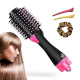 4-in-1 hot air Blower Comb Hair Dryer Stylist is Suitable for All Types of Hair&comma; can straighten&comma; Comb&comma; Curly Hair&comma; and Quickly Dry and Stylist to Make it Smooth and frizz-Free &lpar;Pink&rpar;
