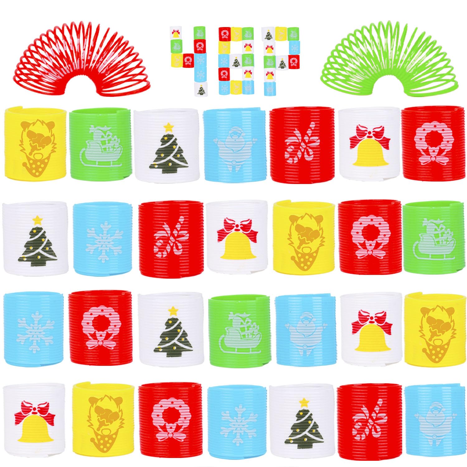 LOKIPA 48PCS Christmas Coil Springs for Kids, Mini Christmas Slinky Party Favors Christmas Spring Toys Christmas Treat Bags Gifts for Kids Christmas Stocking Stuffers, Party Favors