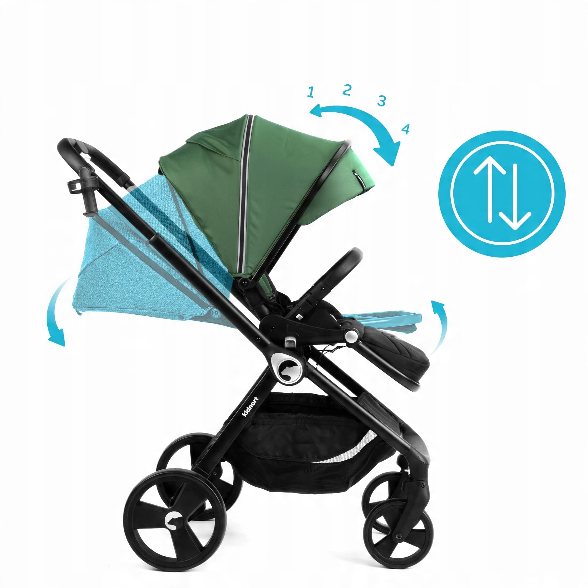 Isbjörn Buggy Passeggino dalla nascita fino a 22 kg – sedile reversibile, ruote a 360°, funzione sdraiata e poggiapiedi, copertura parasole XXL, pieghevole con una sola mano, con parapioggia