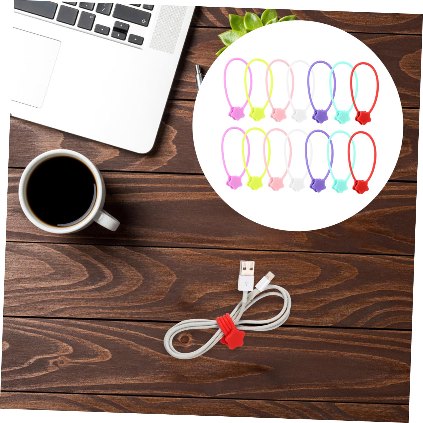 NUOBESTY 3 Sätze Teiliges Magnetischer Kabel Organizer Aus Silikon Kabelhalter Für Büro Schule Zuhause Stretchbar Elastisch Tangle Zufällige Farbe 14 Stücke * 3