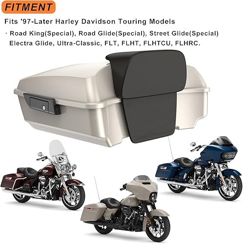Miniatura 2 de Moto Onfire Billar rojo picado Tour Pack con almohadilla de respaldo Tour Pak Fit para Harley Touring 2014+, Maleta de viaje de equipaje mediano
