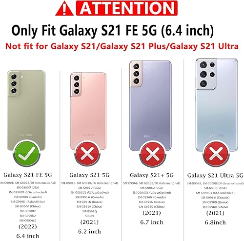 Miniatura 2 de YZOK Funda para Galaxy S21 FE 5G, con cubierta para lente de cámara, protector de pantalla HD, grado militar anillo de montaje en coche con soporte