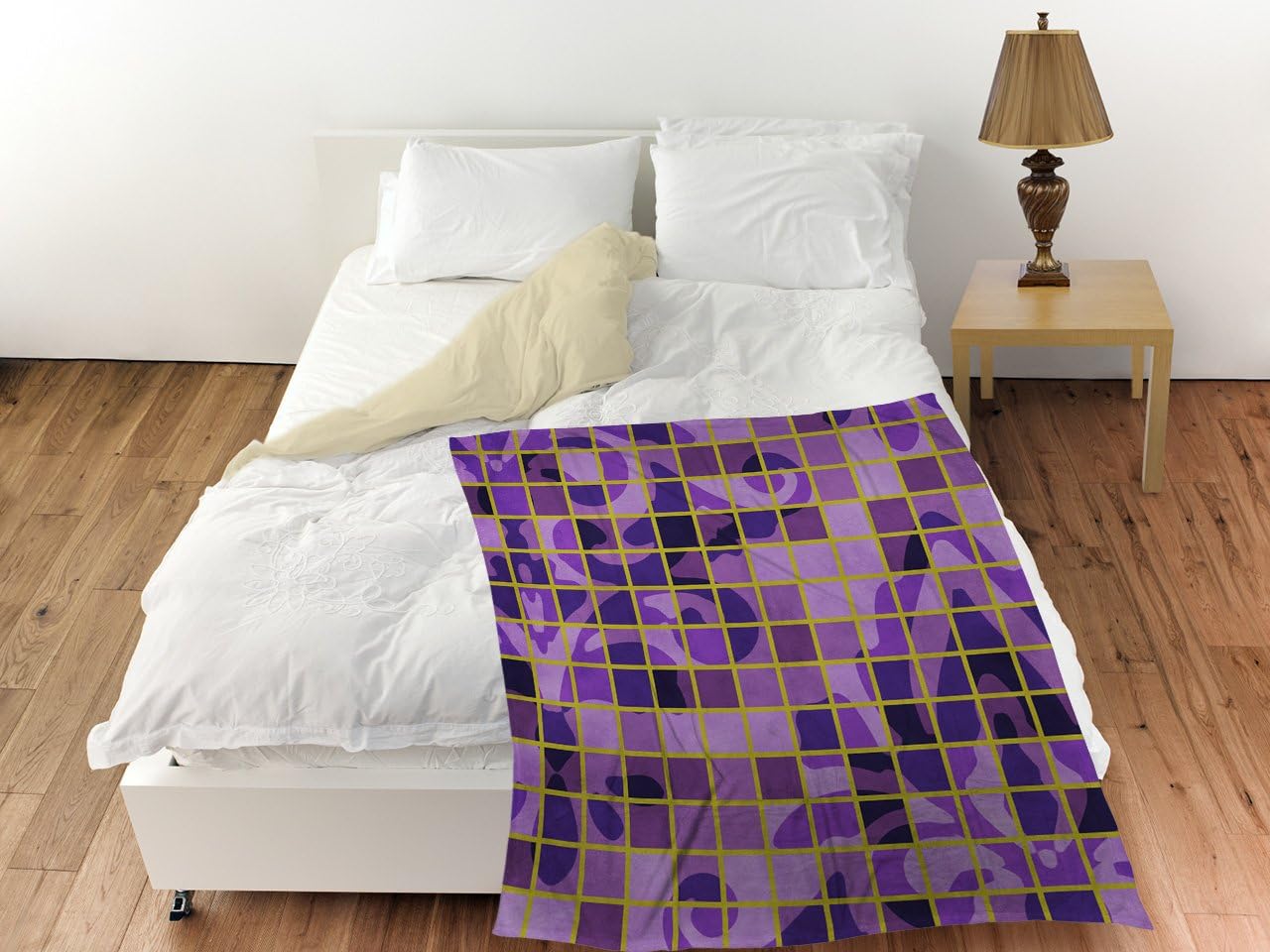 Manual Woodworkers & Weavers Coral Fleece Throw Blanket, 60 by 80-Inch, Damask Tiles Violet