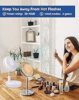 Vista 4 de Primevolve Battery Operated Fan,Portable Rechargeable USB Floor Table Desk Fan with Adjustable Height, 4 Speed Settings Pedestal Fan for Bedroom