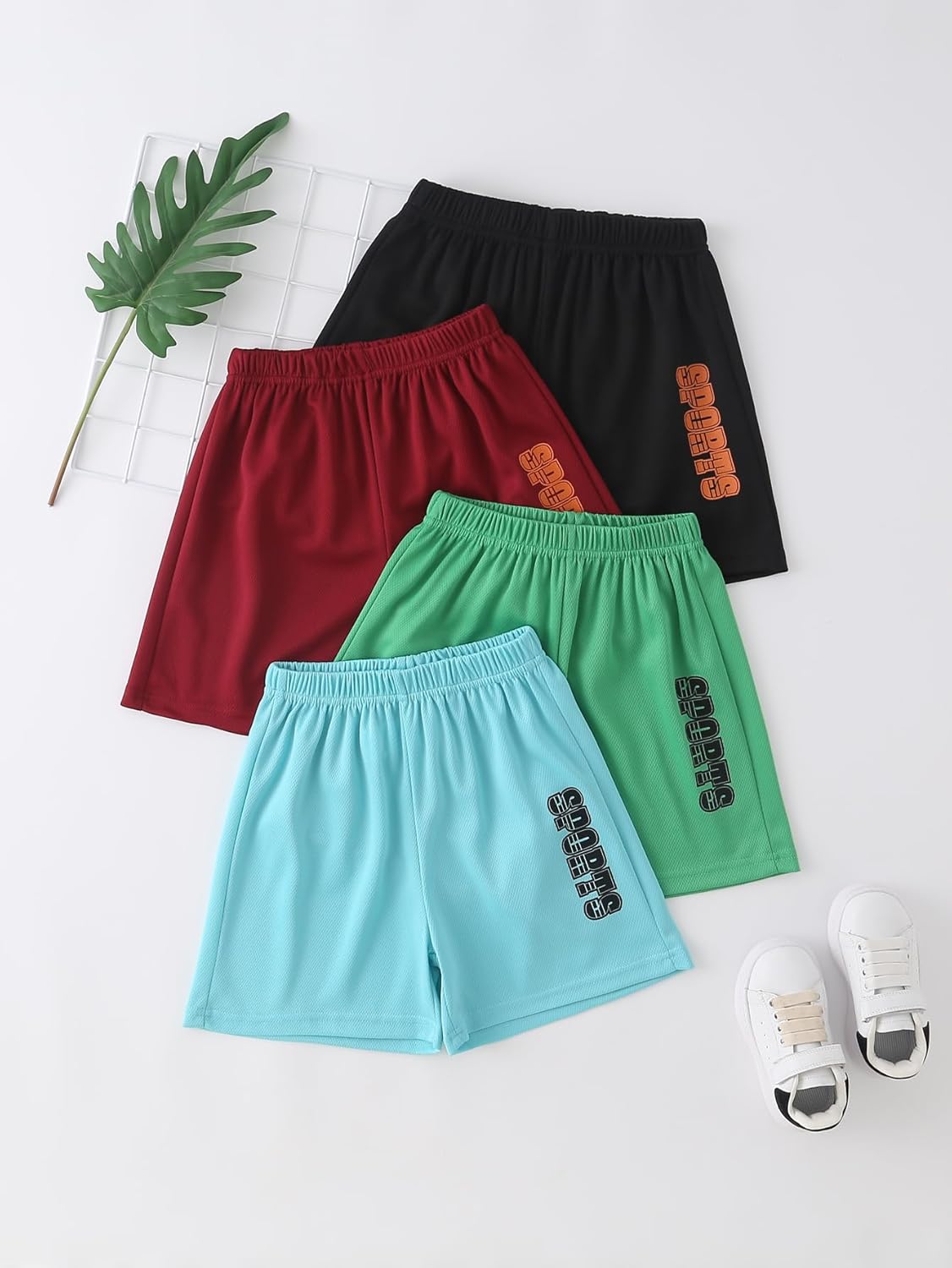 4 Pack Boys Athletic Shorts Kids Workout Sweat Shorts Casual Elastic Waist Activewear for Gym Running 3-12 Years