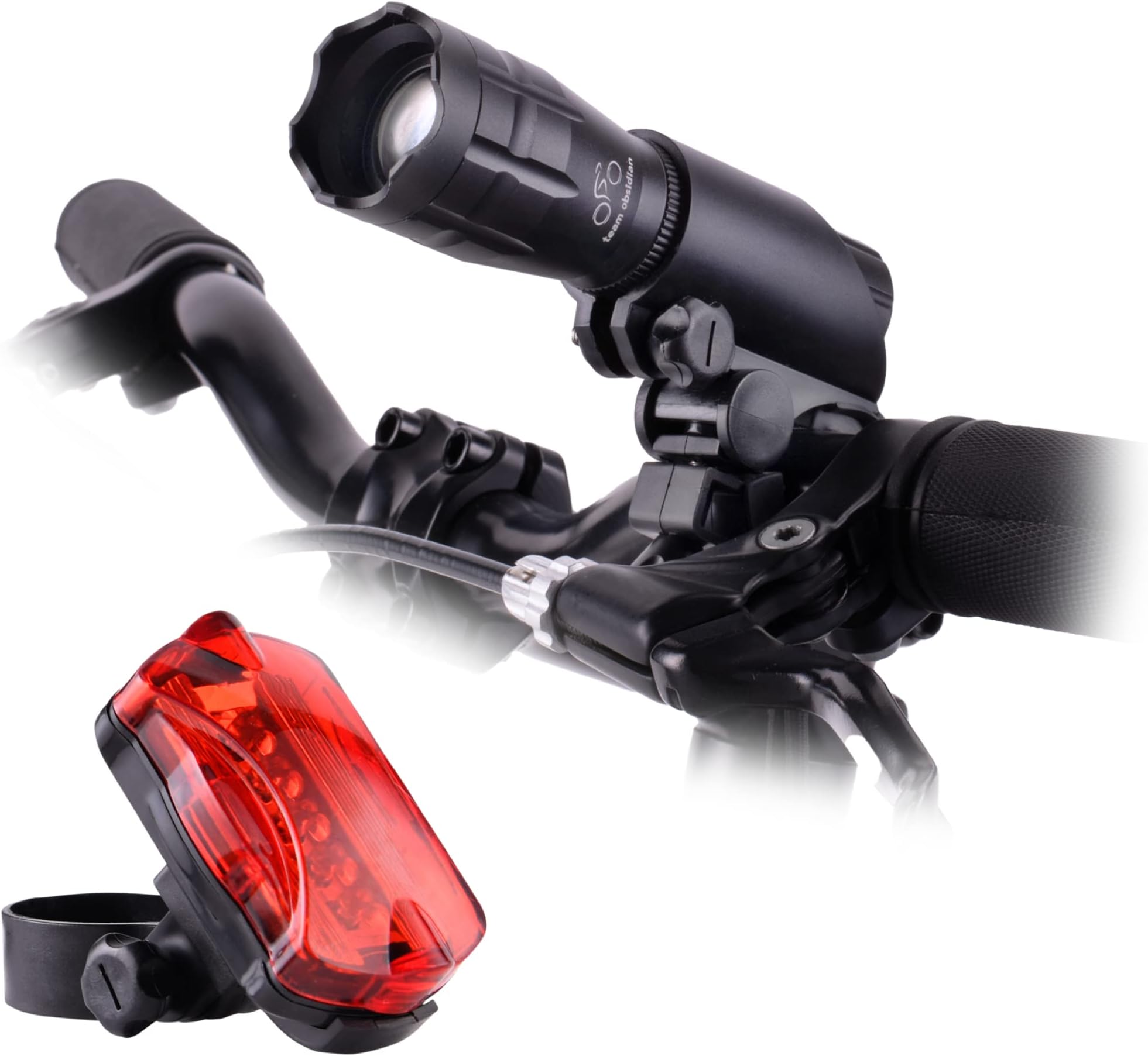 TeamObsidian Bike Lights Set - Super Bright Front and Back LED Lights for Your Bicycle - Easy to Mount Bike Headlight and Tail Light for Night Riding - Front and Rear Light Fits All Bikes