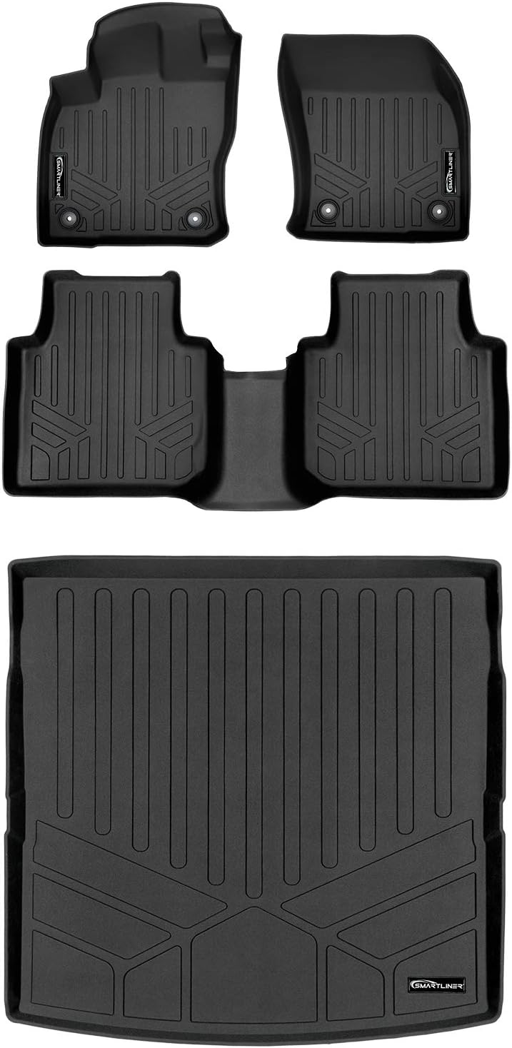 SMARTLINER Custom Fit Floor Mats 2 Rows and Cargo Liner Behind 2nd Row Set Compatible with 2018-2024 Volkswagen Tiguan