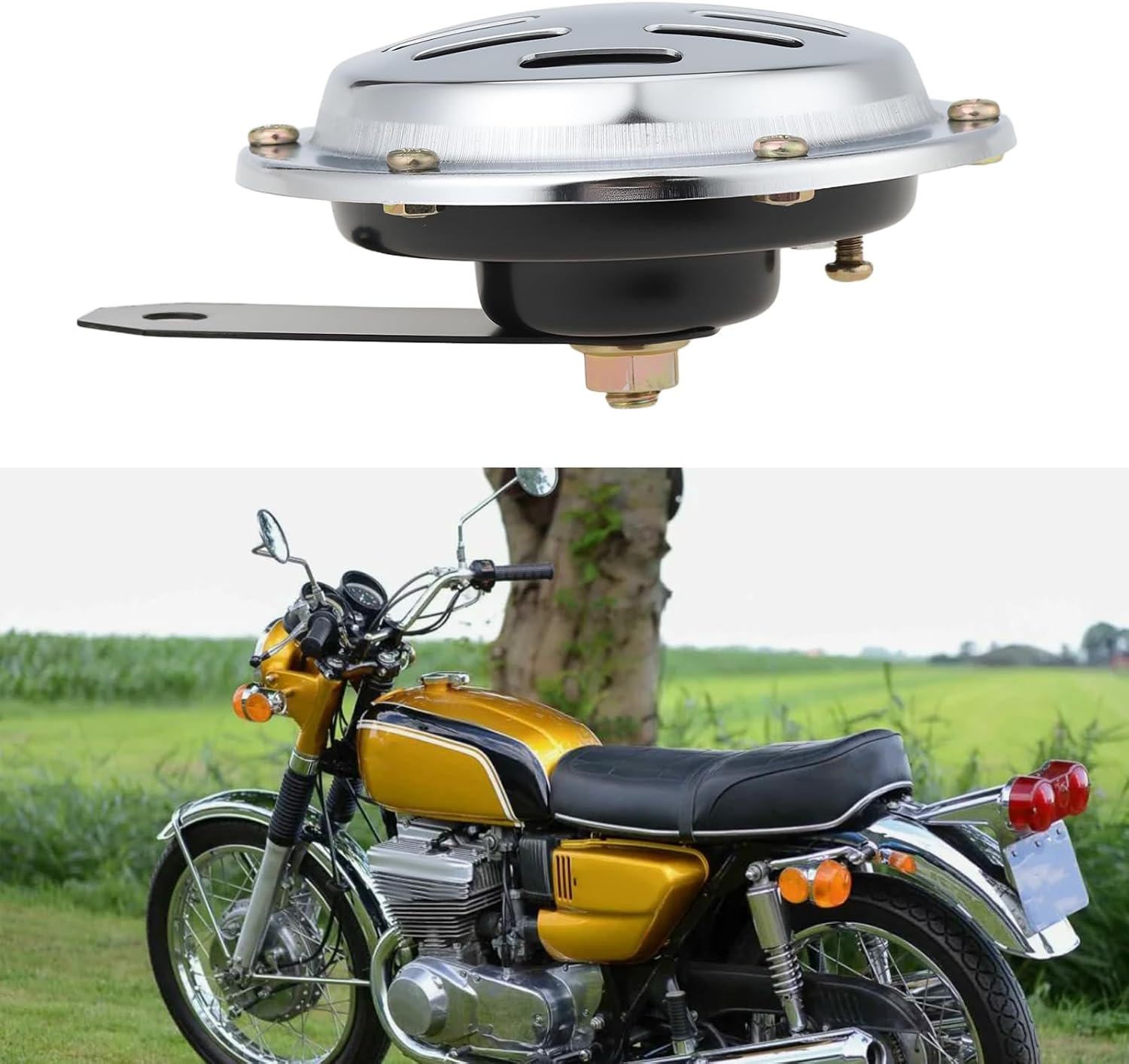 12V 100MM Motorcycle Electric Horn Replacement Compatible with Suzuki GT750 GT550 GT380