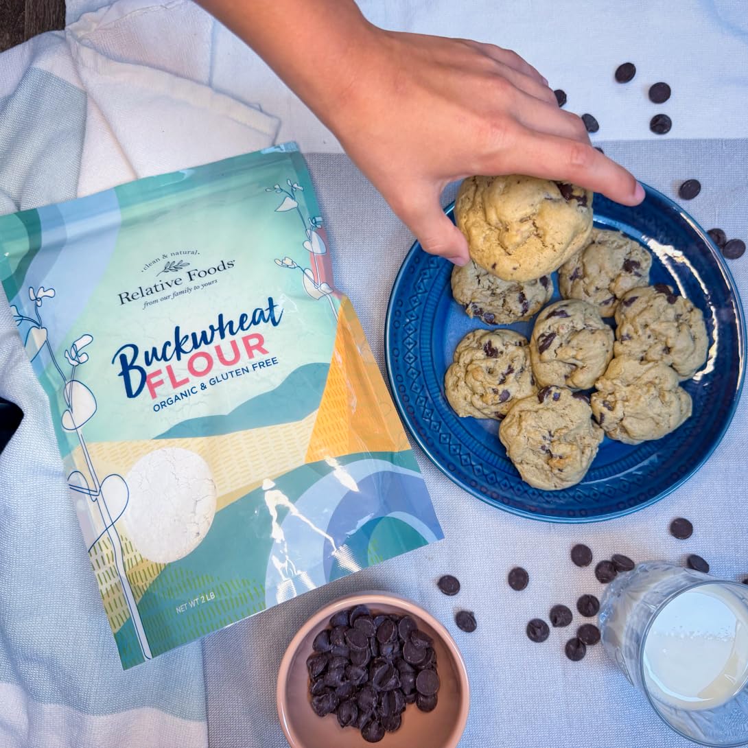 Organic Buckwheat Flour – Naturally Buckwheat Powder – 100% Whole Grain, Non-GMO, High Fiber – Organic Gluten Free Flour Great for Baking, Pancakes, Soba Noodles – 2lb Resealable Bag - Image 3