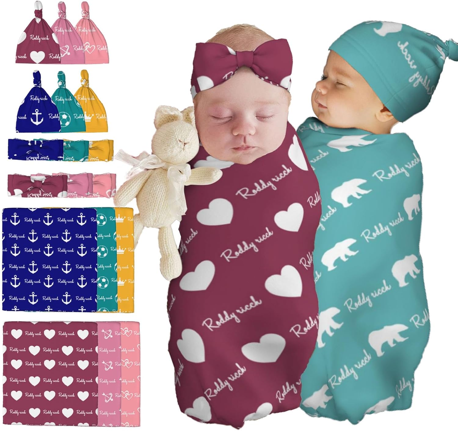 Huuytuu Personalized Baby Swaddle Blanket Set with Cozy