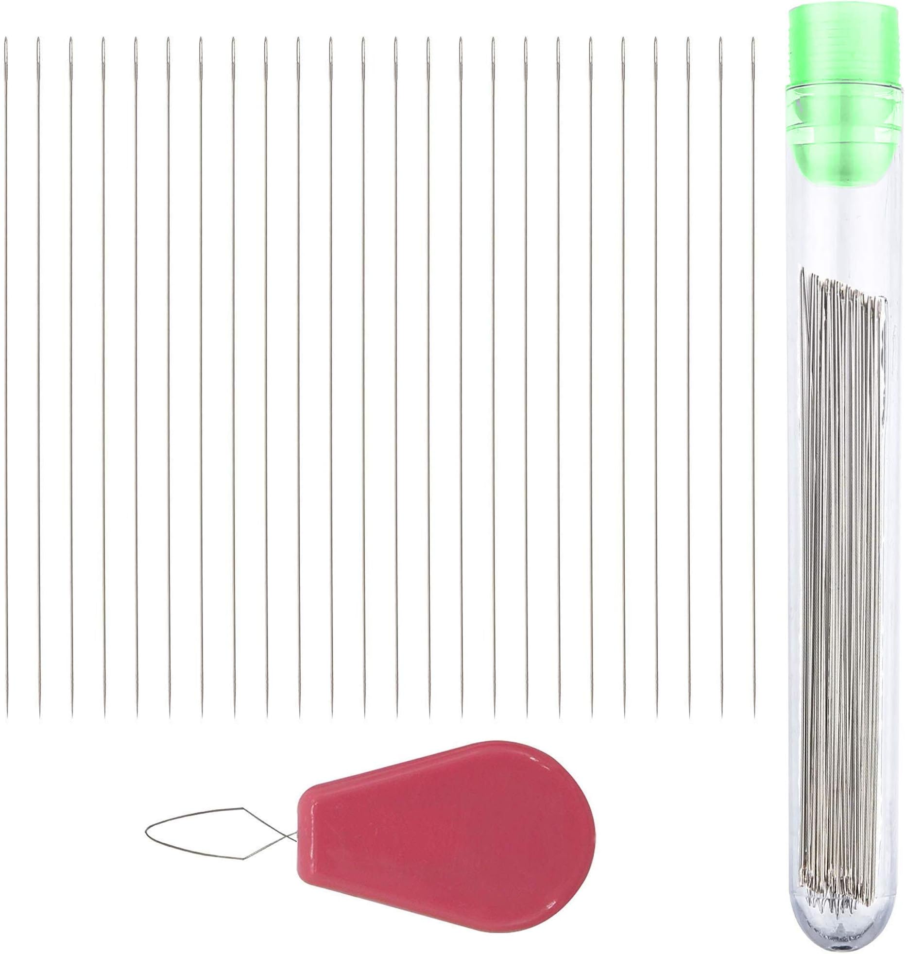 25pcs Beading Needles Size 8 with Needle Threader in Storage Tube