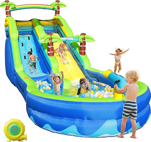 Tobogán acuático de grado comercial para niños y adultos, tobogán acuático inflable gigante con soplador húmedo y seco, combo de PVC duradero,