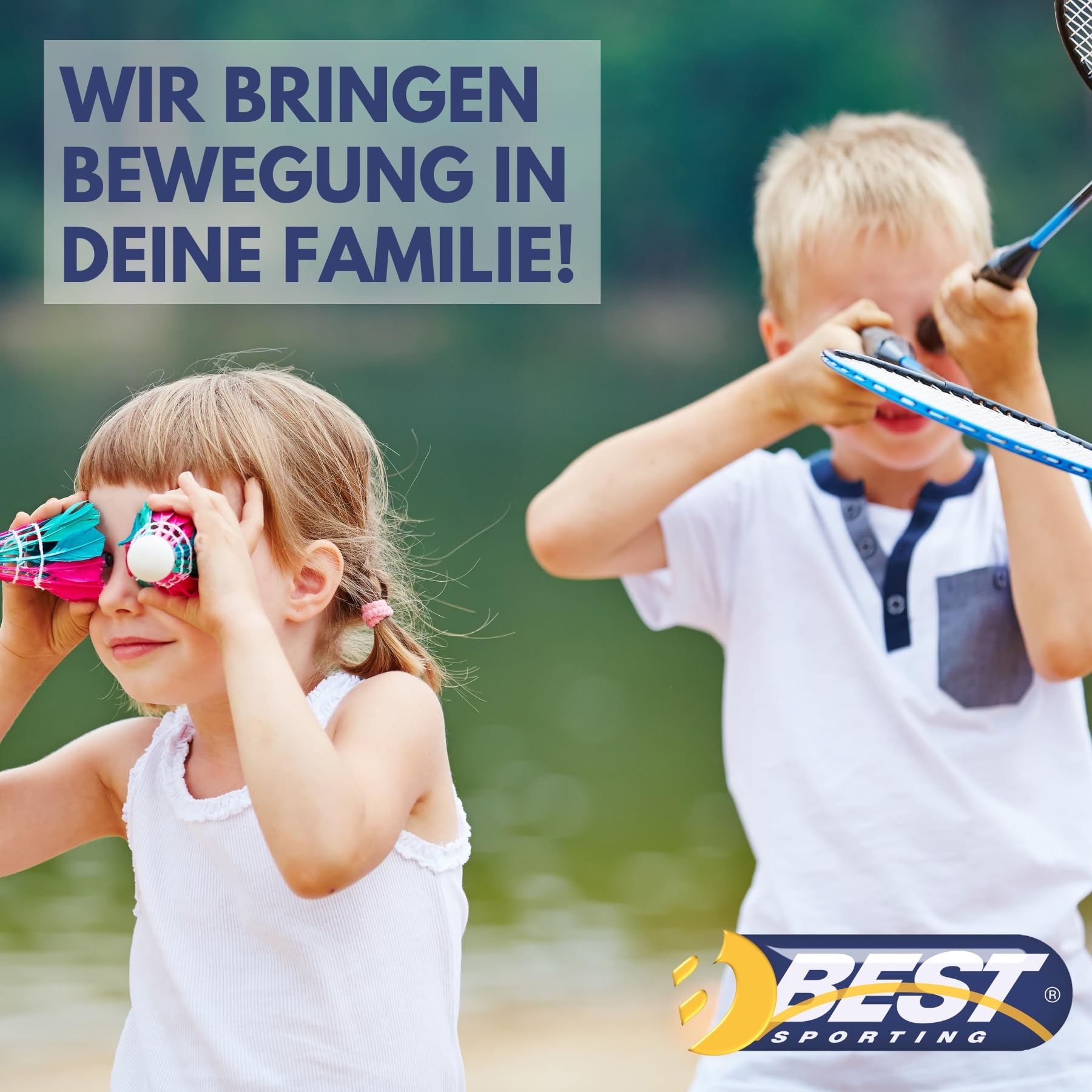 Best Sporting Federball Set Erwachsene und Kinder I Badminton Set bestehend aus Netz, 4 Schlägern, 3 Badmintonbällen und Tasche I Federball Set Kinder I Badminton Netz und Schläger für den Garten