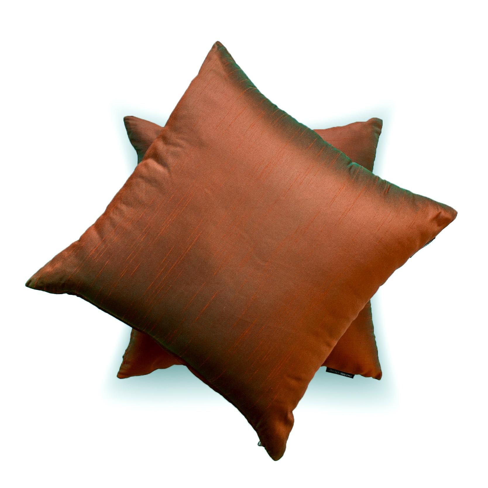 Óxido y verde Lujo Funda de cojín lumbar 50 x 90 cm | Juego de 2 Moderno Seda artificial Funda de Cojín Sólido | Seda de dos tonos Fundas de almohada para sofá, sofá y cama - Rust Green Luxury
