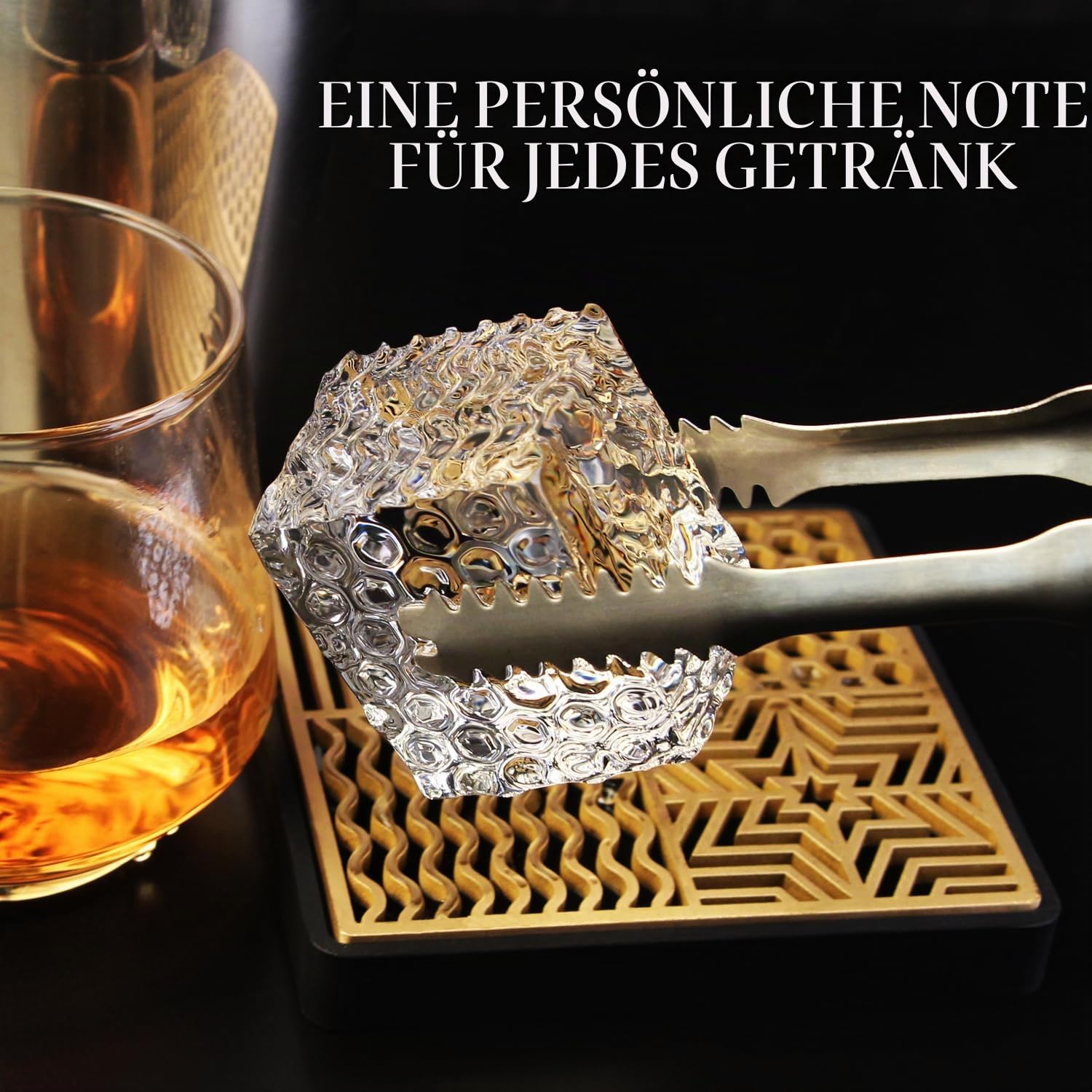 Eiswürfelform für Cocktails und Whiskey, Messing-Eiswürfel-Imprinter für klare Eiswürfel, Eispresse, moderne Eisformen, Stempel, B-Stil