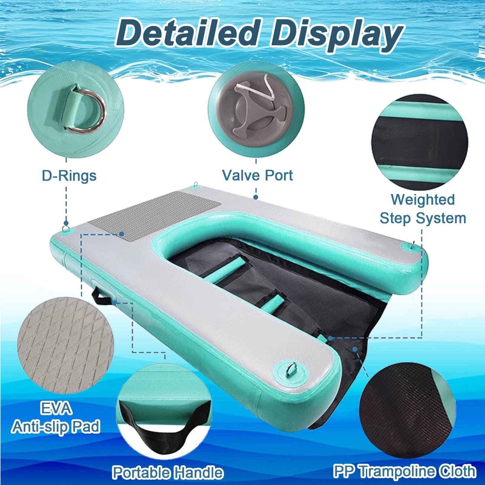 WDJBPSH Rampa de Agua Inflable del Perro Portátil Flotante Rampa de Agua para Perros, Inflable Escalera para Mascotas para Pontones, Piscinas, Lagos Y Playas(Black)