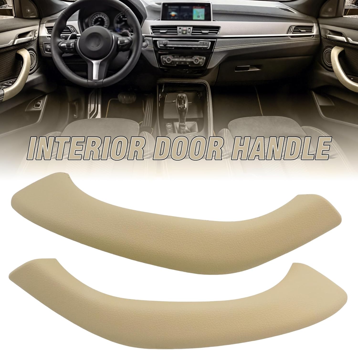 2 Pcs 5141 7417 511 Interior Door Handle Outer Covers, Replacement for BMW X1 X2 F48 F49 F39 2016-2020, Replaces 5141 7417 512 (Beige)